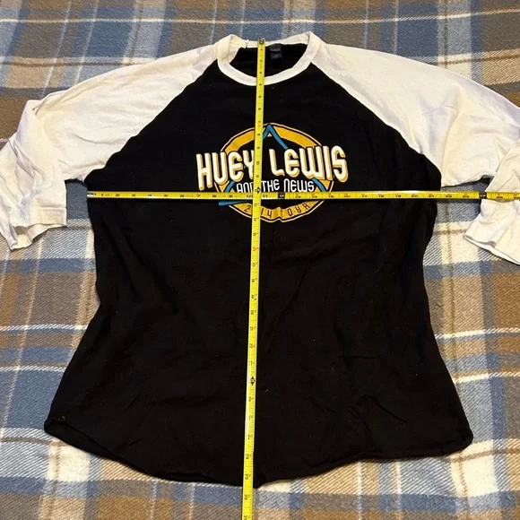 Tultex XXL B&W Huey Lewis and the news 2014 tour T-shirt 3/4 white sleeves - Picture 11 of 11